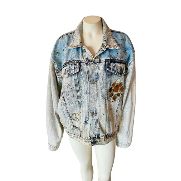 Vintage Jordache No Exit Hollywood Star Studded Denim Jacket Large Rare - Picture 2 of 16
